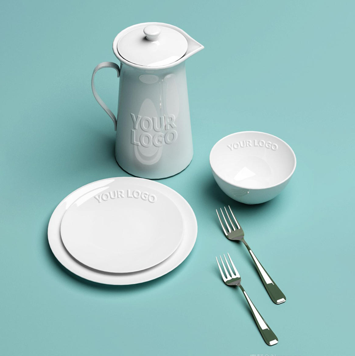 白色陶瓷餐具效果样机