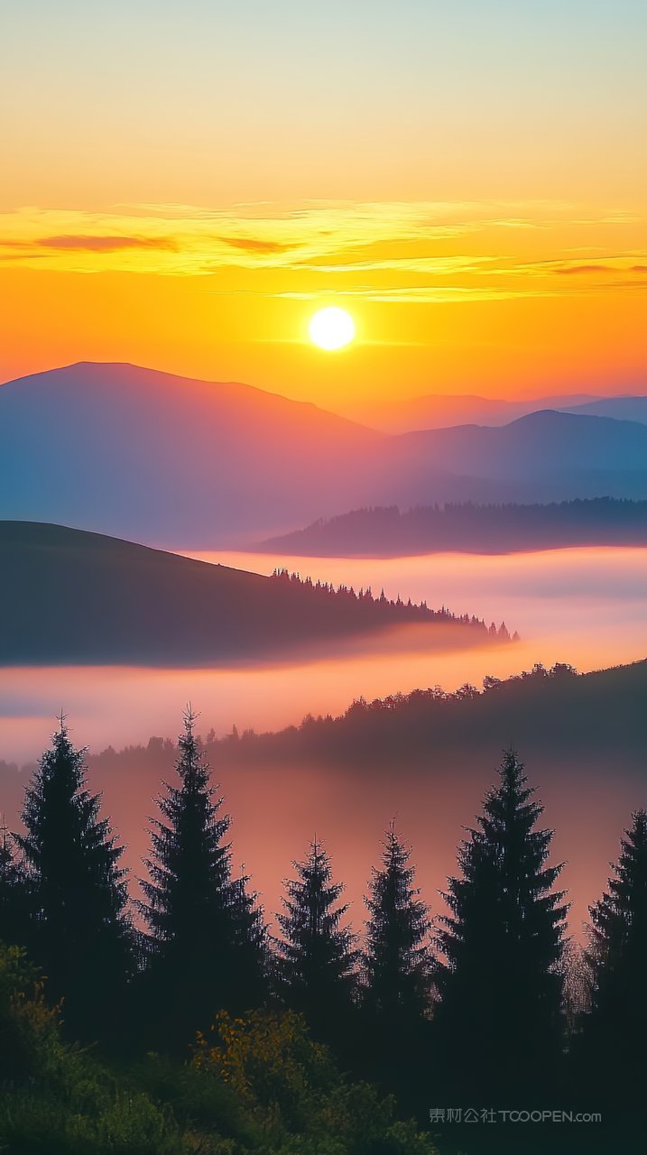 自然唯美山峰宁静风景山脉高山群山天空
