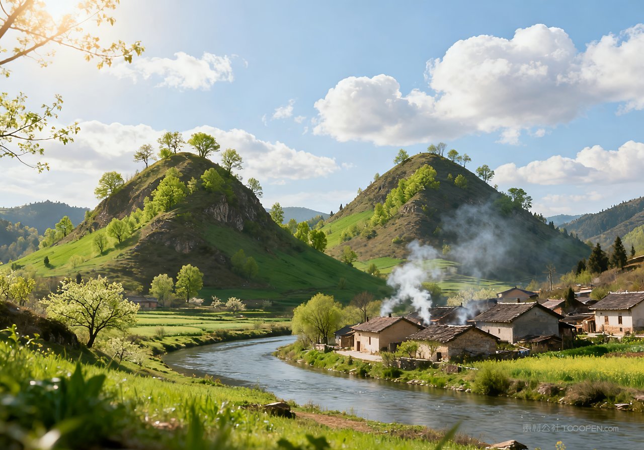 风景天空春天意境河流春意山峰自然