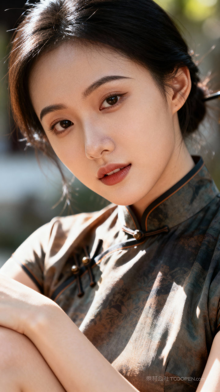 国风美女女性性感长腿模特旗袍气质