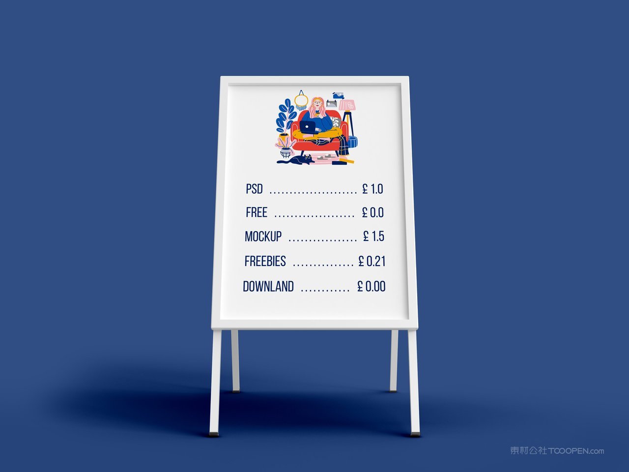 海报迎宾牌蓝色品牌vi展示贴图一键样机