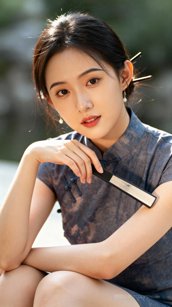 美女国风旗袍性感气质模特女性长腿