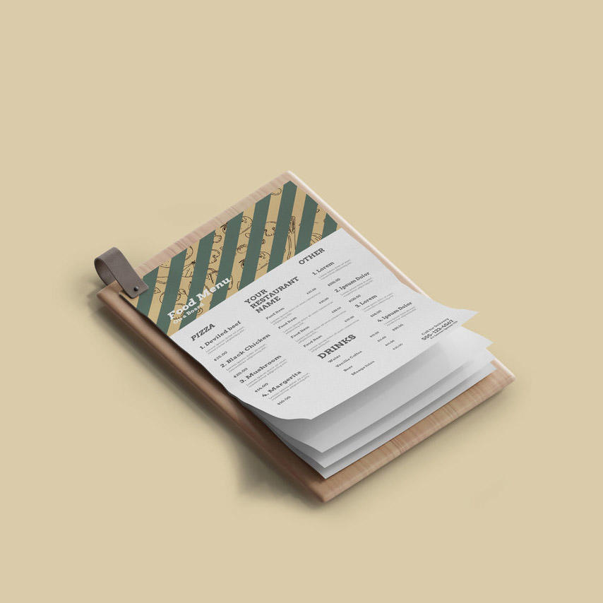 食品菜单文件夹样机