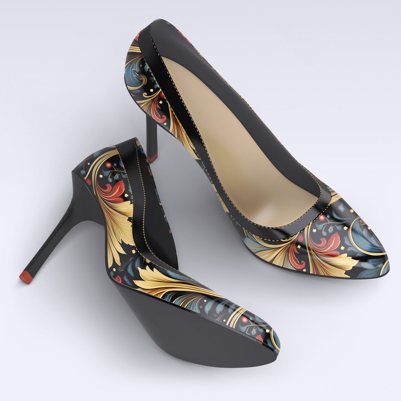 女式花纹高跟鞋样机