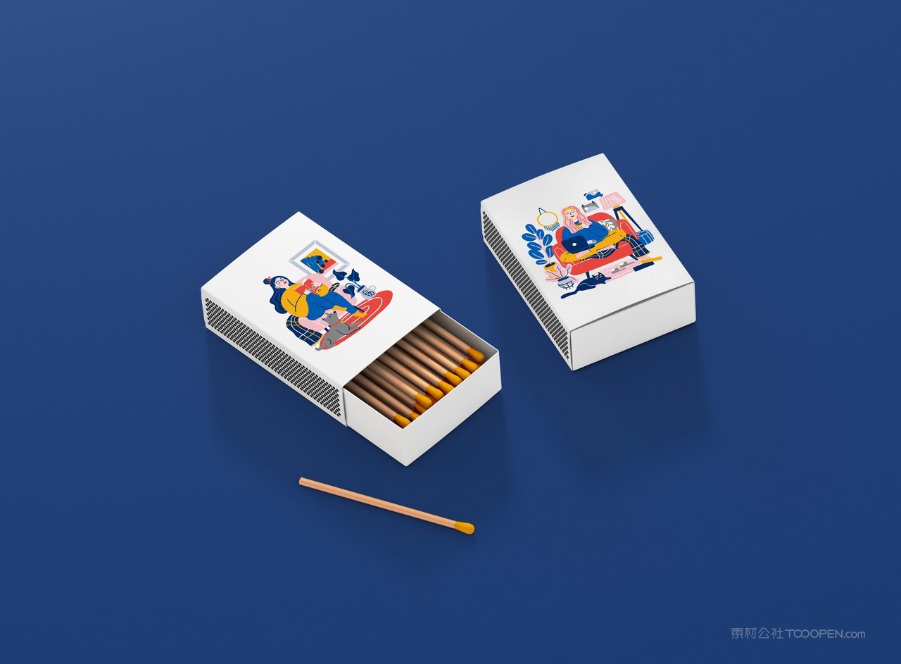 火柴盒蓝色品牌vi展示贴图一键样机 (107)