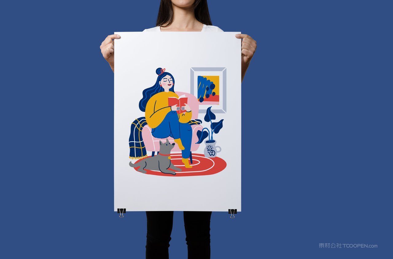 手举海报蓝色品牌vi展示贴图一键样机