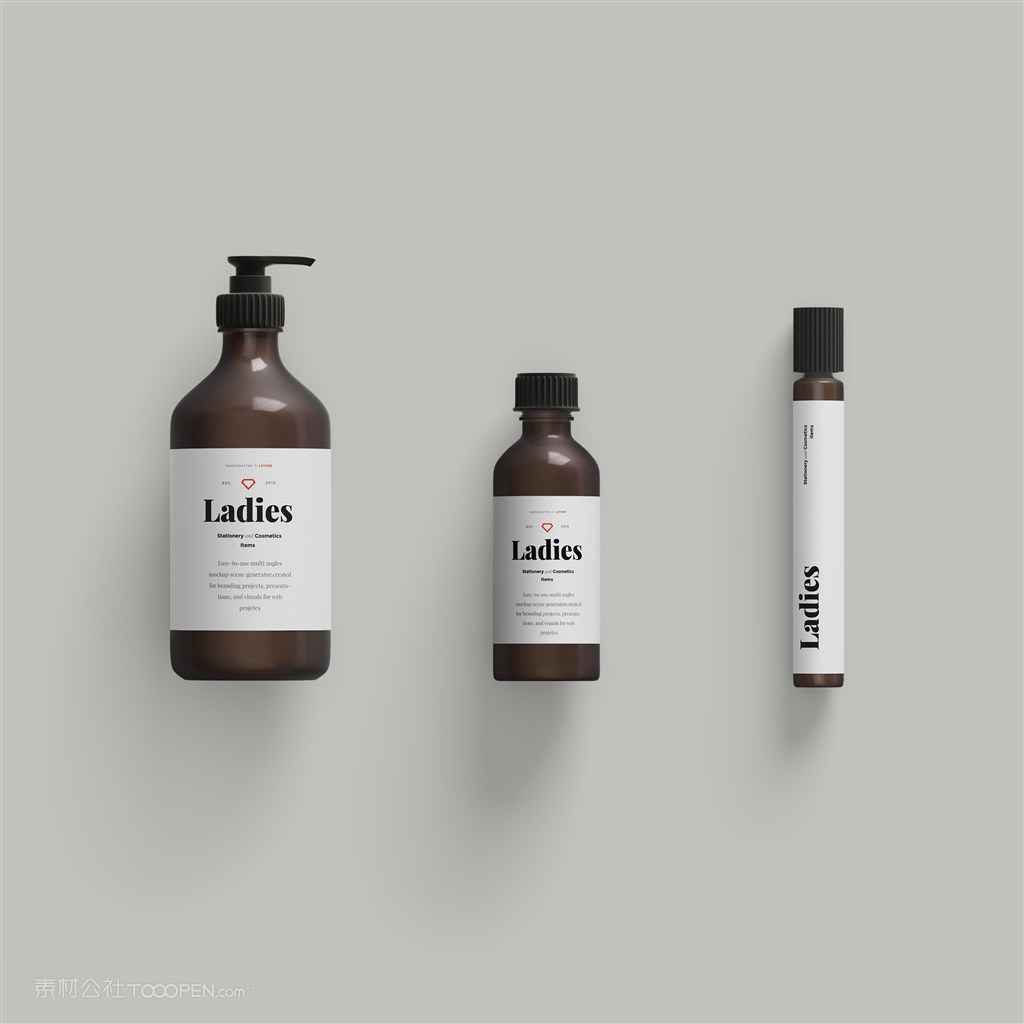 精油护肤品避光密封分装瓶按压泵瓶样机素材