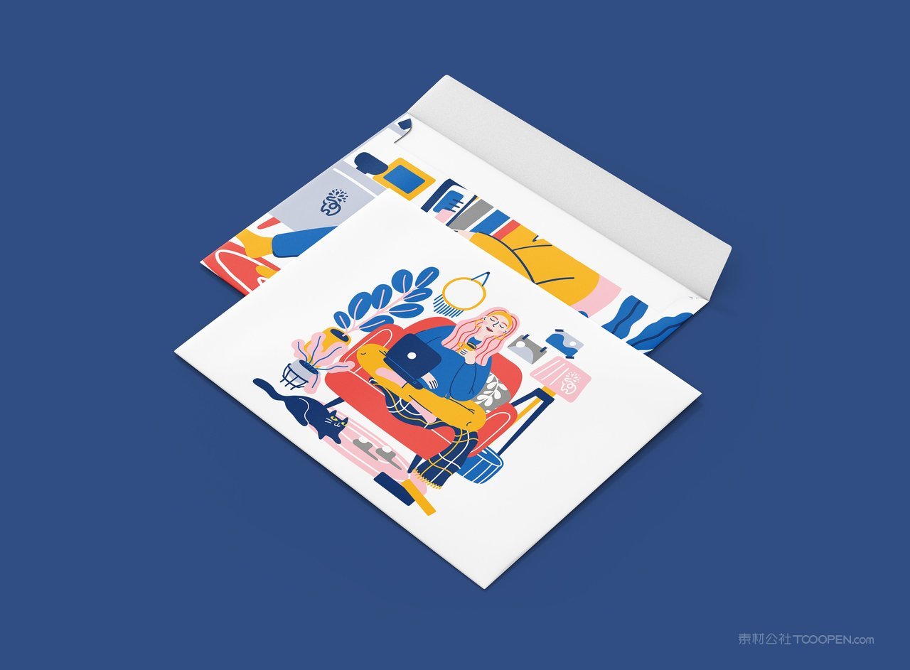 信封蓝色品牌vi展示贴图一键样机 (153)