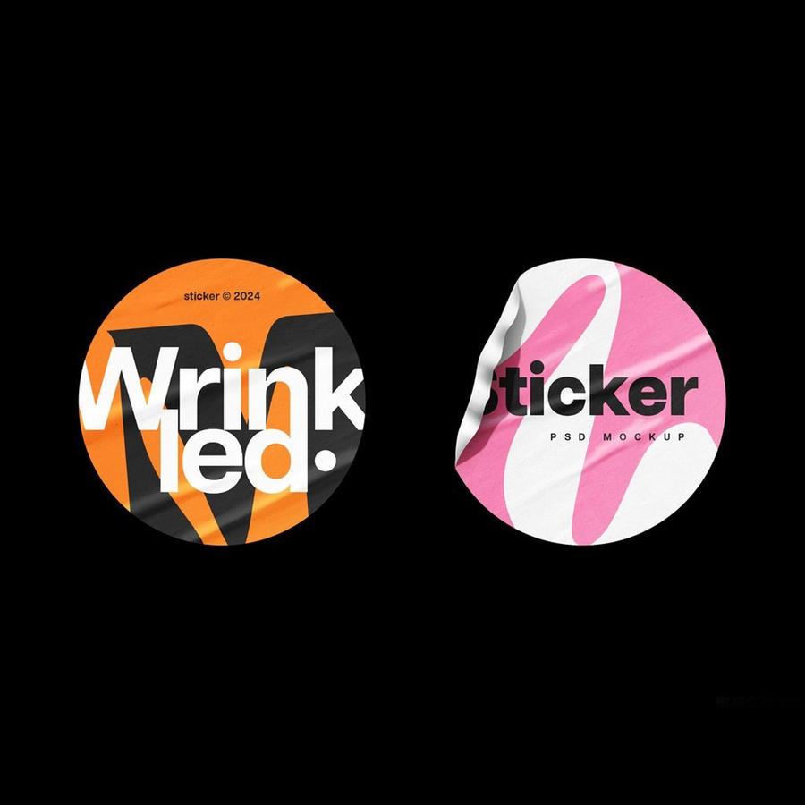 品牌皱纹贴纸样机