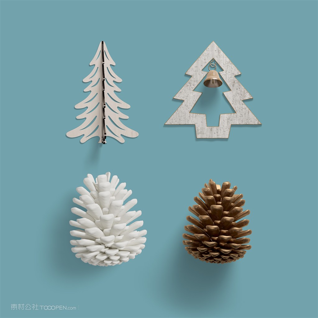 圣诞节主题设计素材圣诞树松果素材