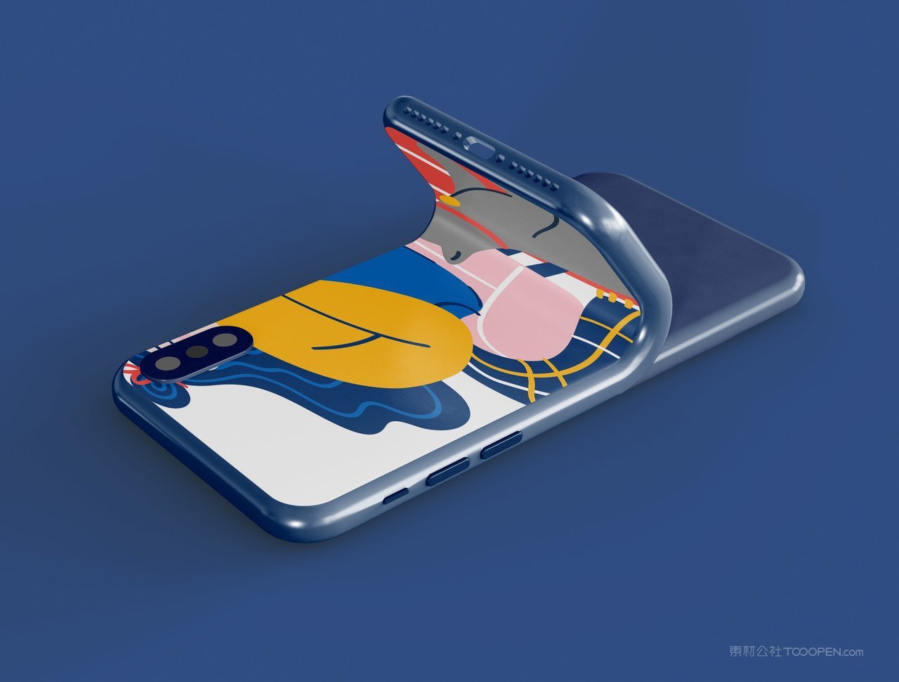 手机壳蓝色品牌vi展示贴图一键样机