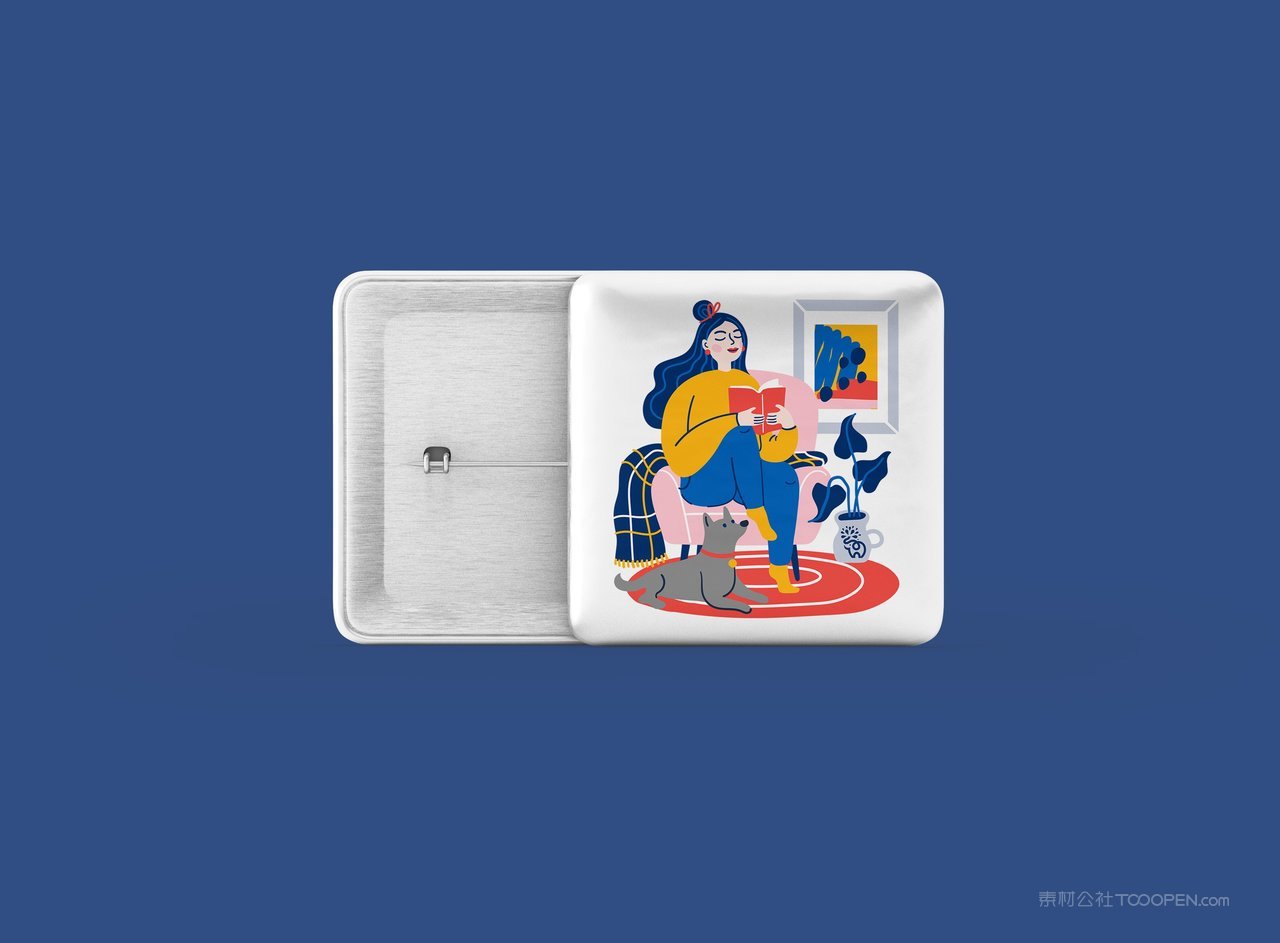 胸针纪念品蓝色品牌vi展示贴图一键样机