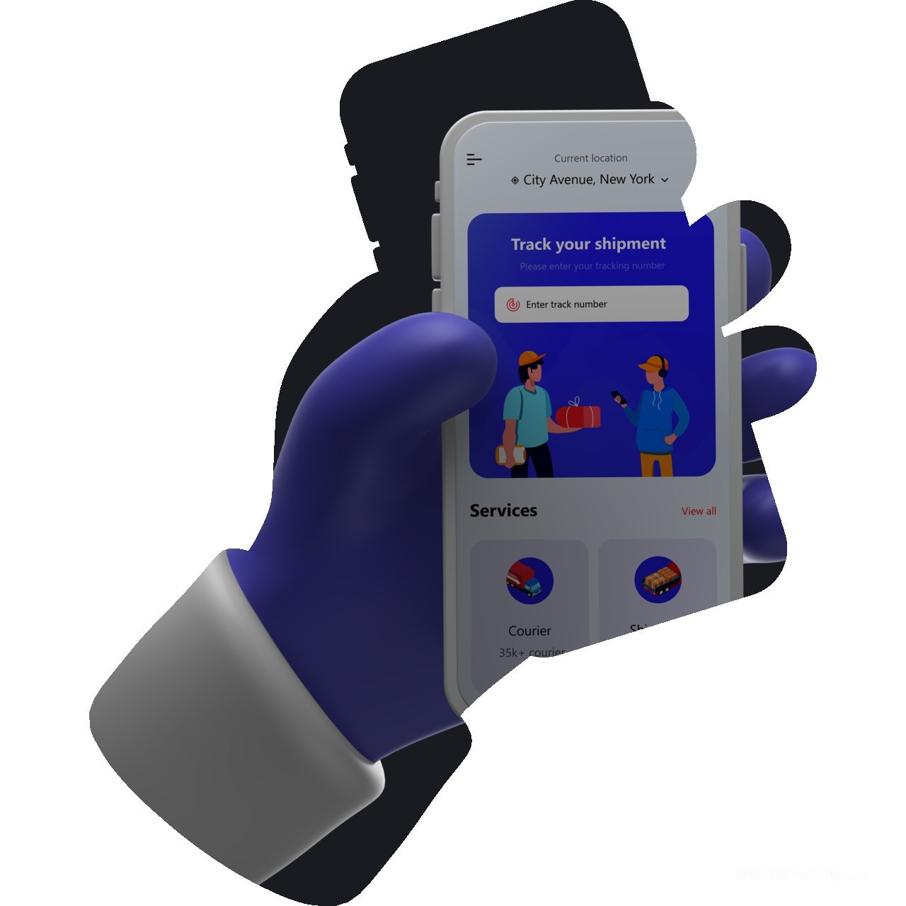 c4d立体卡通紫色水晶手持手机样机