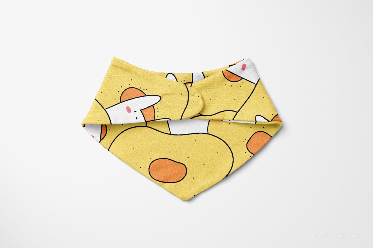 【1387期】黄色小白兔印花图案婴儿三角口水巾样机 (2)