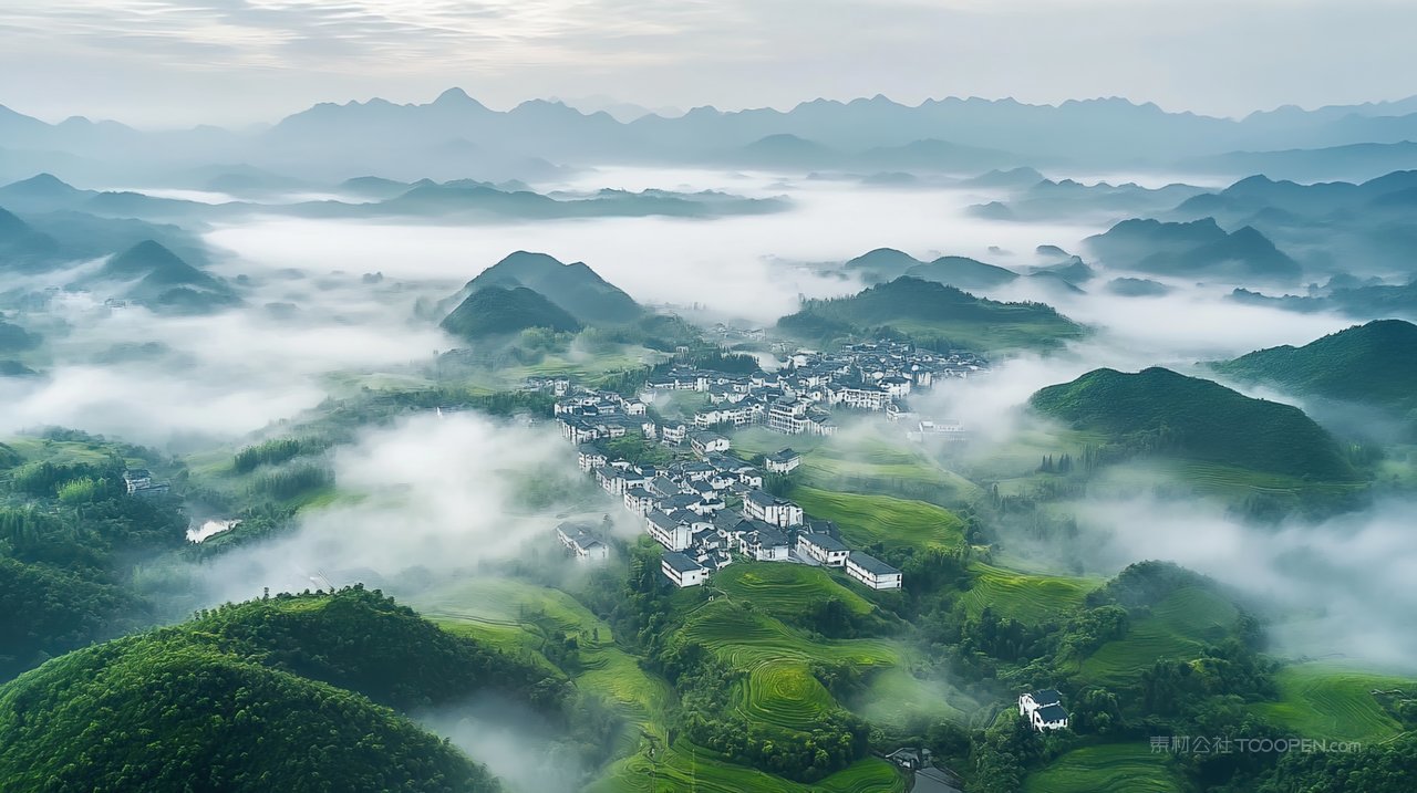 山脉天空山峰群山景观自然宁静景色风景唯美