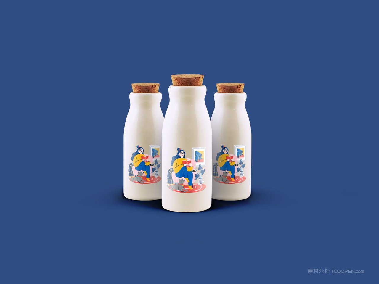 牛奶瓶蓝色品牌vi展示贴图一键样机