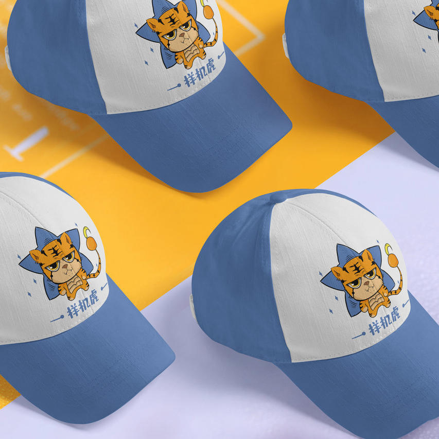清新卡通品牌设计vi手册鸭舌帽样机