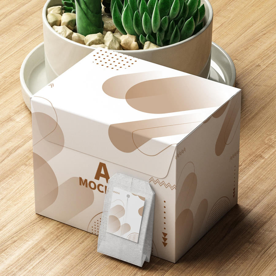 带茶包的茶叶包装盒样机