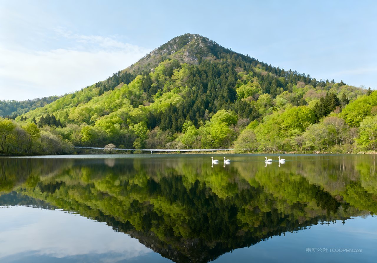 意境春意风景天空春天山峰唯美河流
