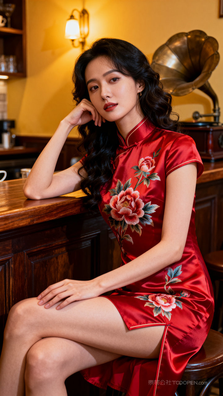 旗袍气质美女性感女性国风长腿模特