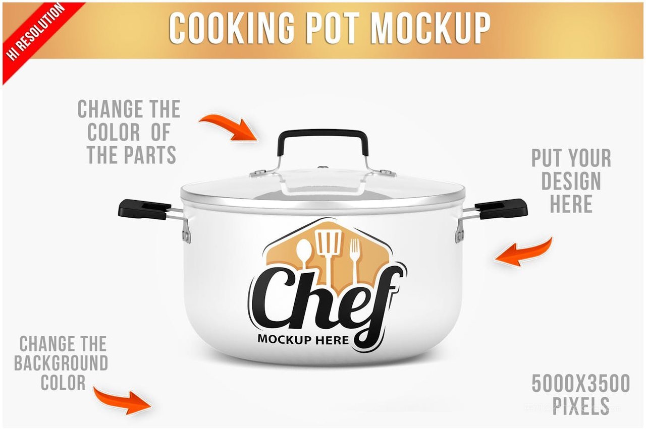 烹饪锅贴纸样机