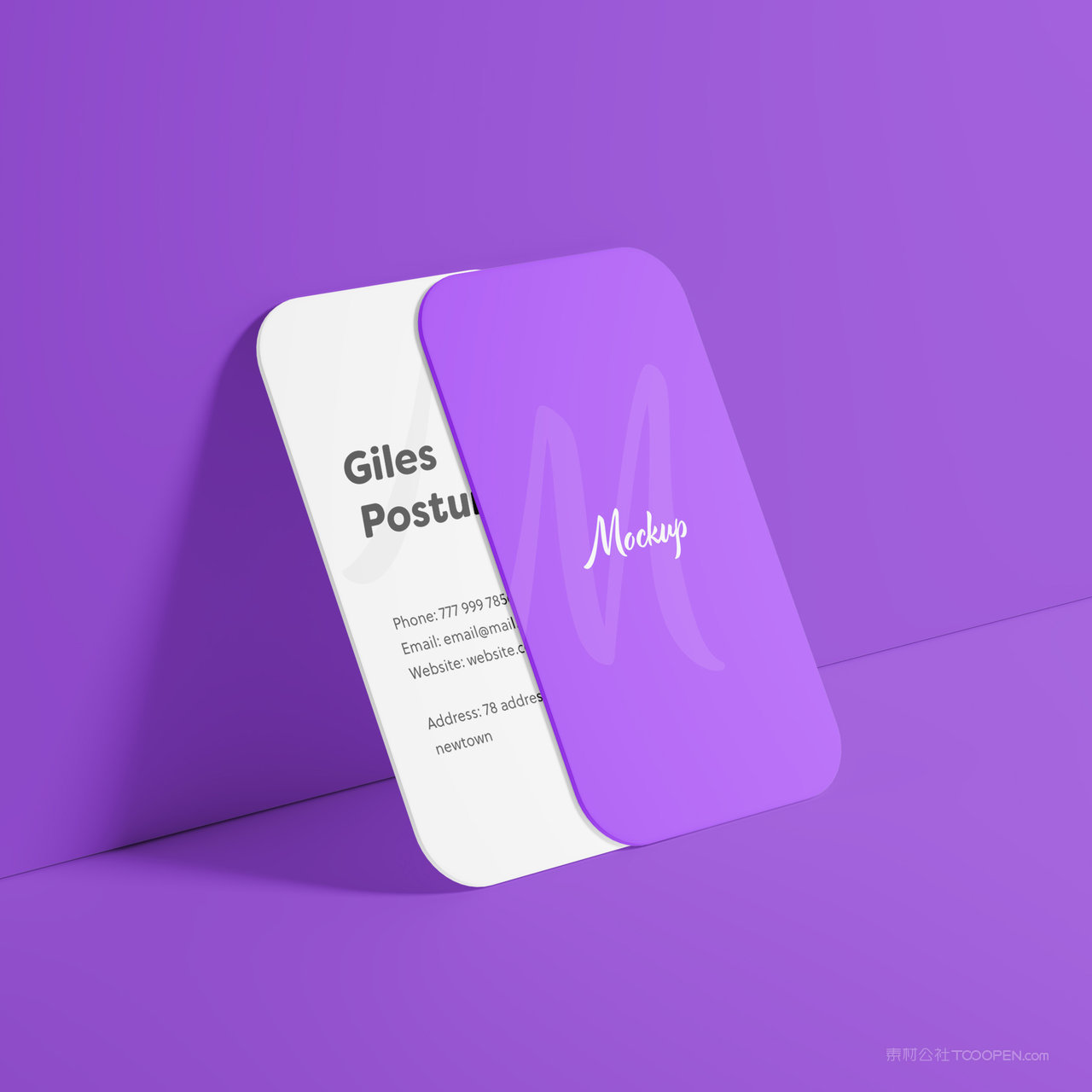 靠在墙上的个人名片正反面贴图样机