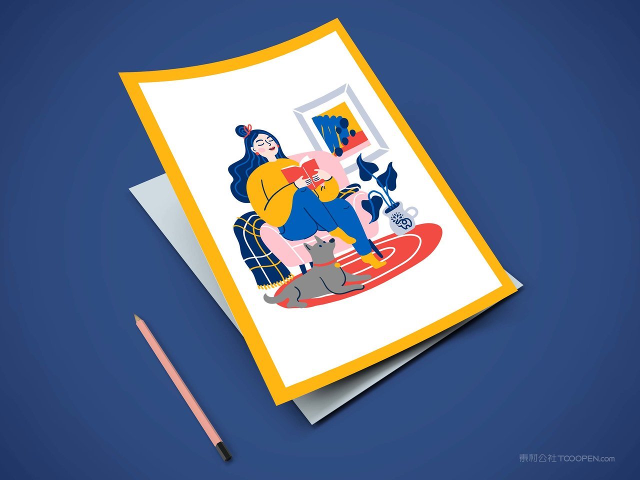 蓝色a4纸张品牌vi展示贴图一键样机