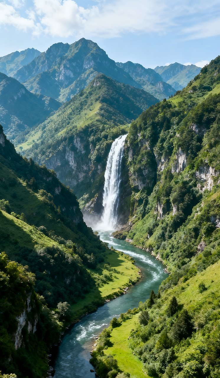风景山水自然春季唯美天空河流春天山峰