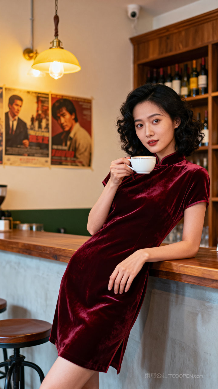 气质旗袍模特性感美女女性长腿国风