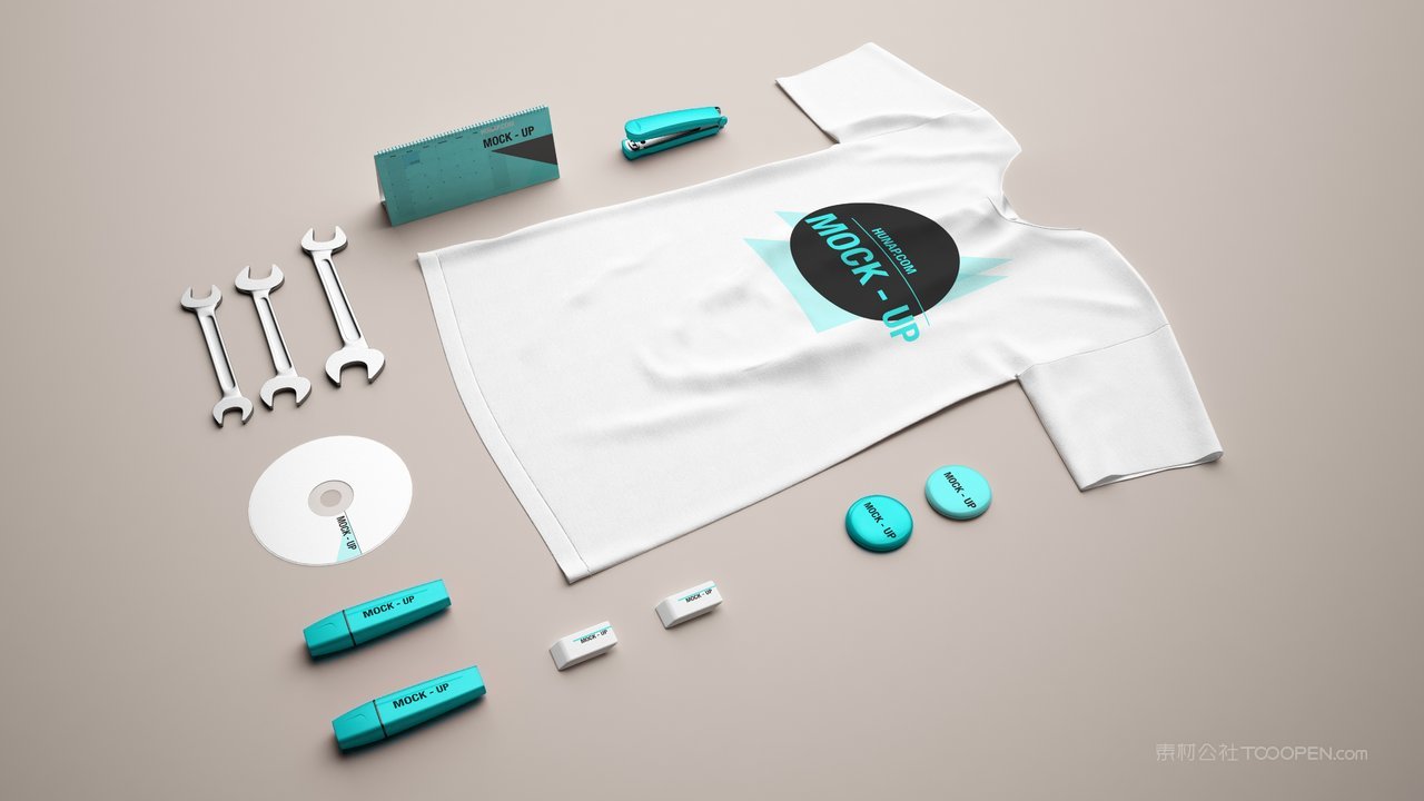 青色T恤样机房地产建筑工地vi样机