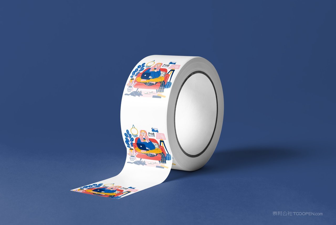 一圈胶带蓝色品牌vi展示贴图一键样机