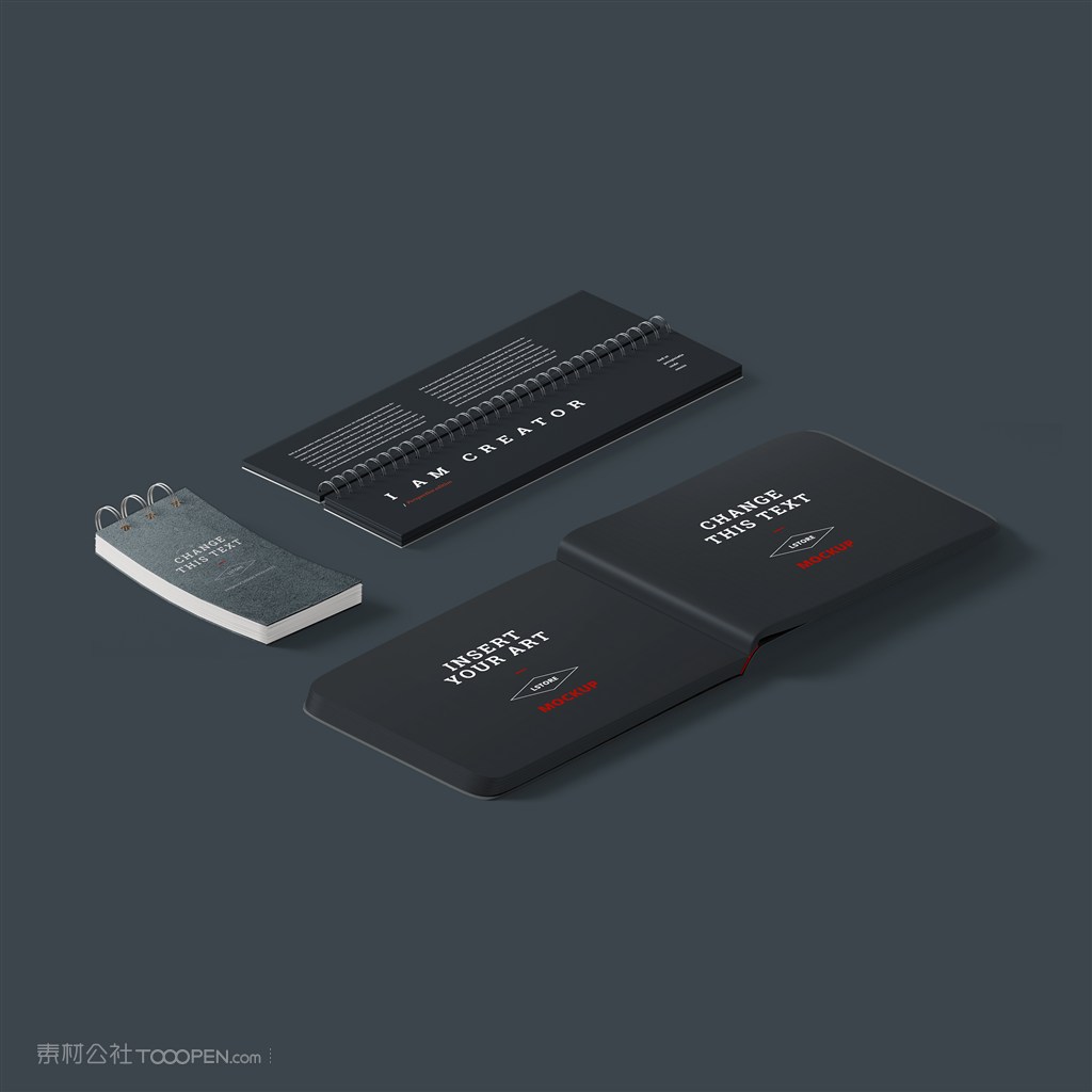 黑色笔记本便签本样机素材