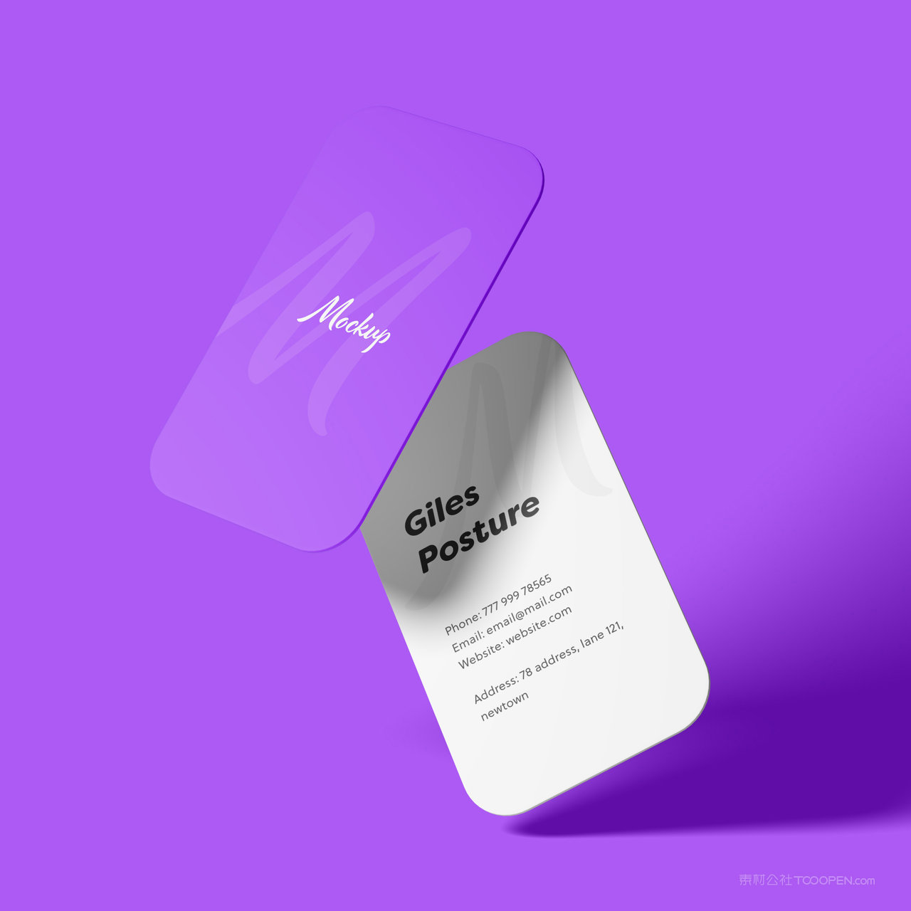 悬浮的个人名片商务名片正反面贴图样机