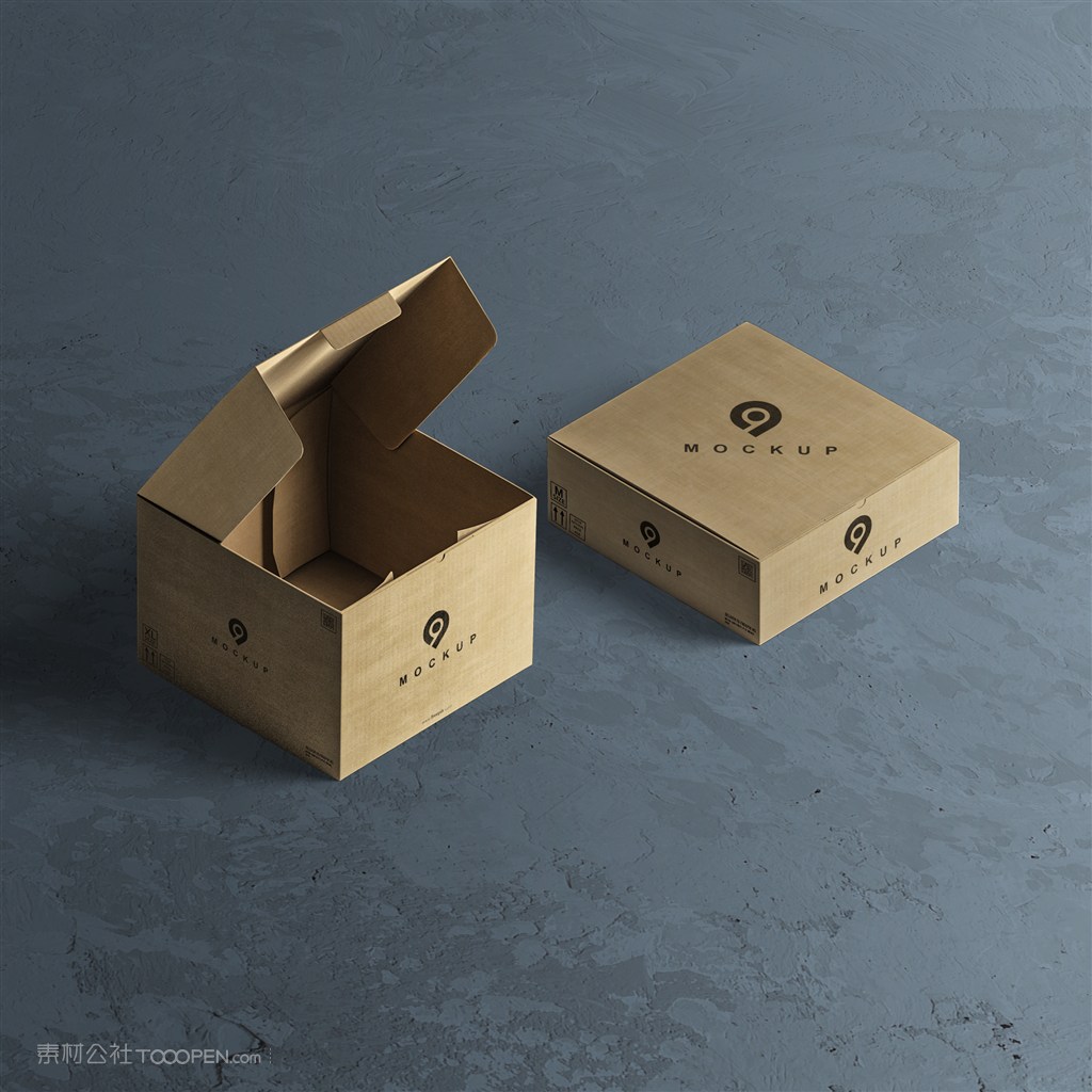 两个牛皮纸盒贴图样机