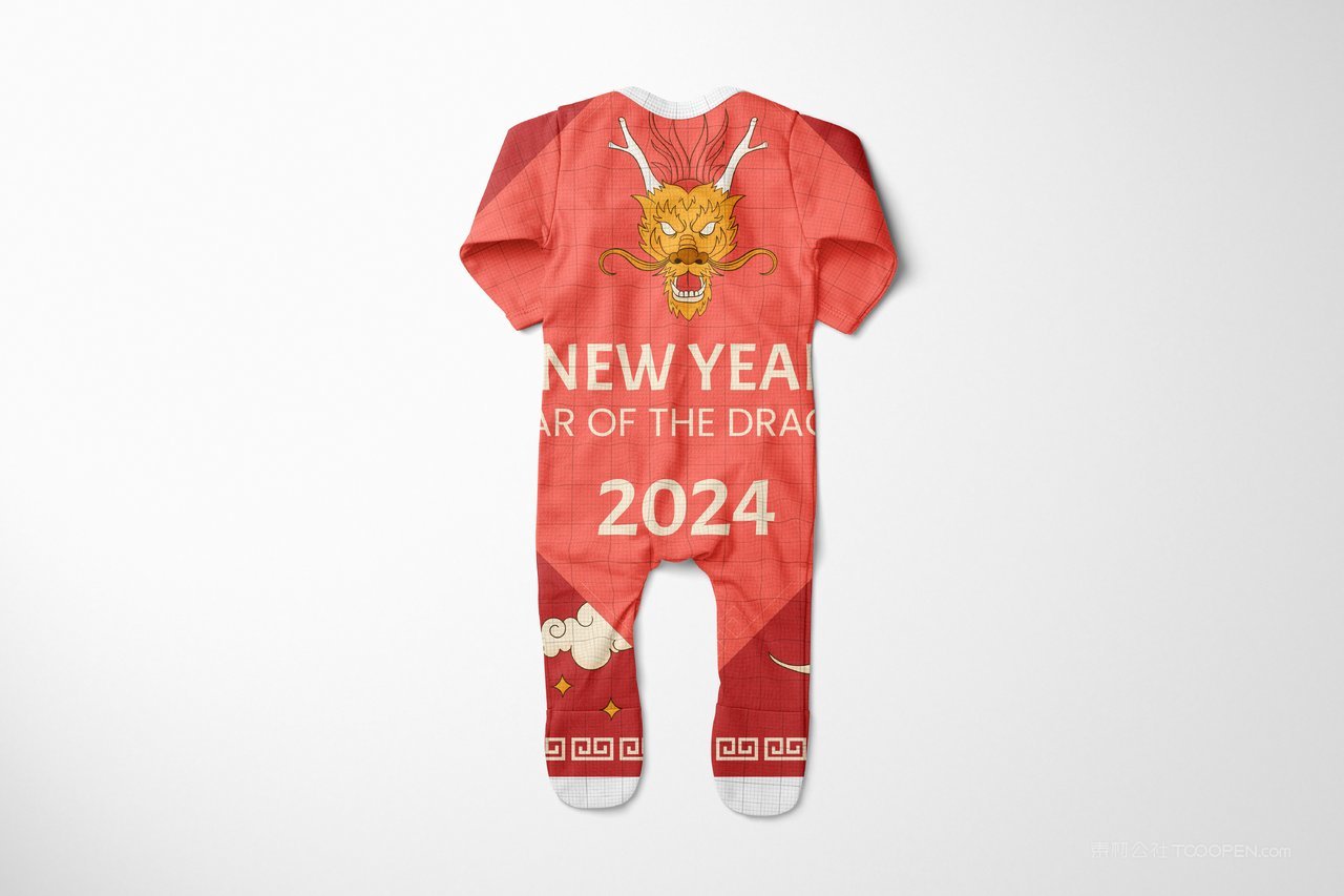 【1387期】2024年红色龙年婴儿爬行服图案印花样机  (9)