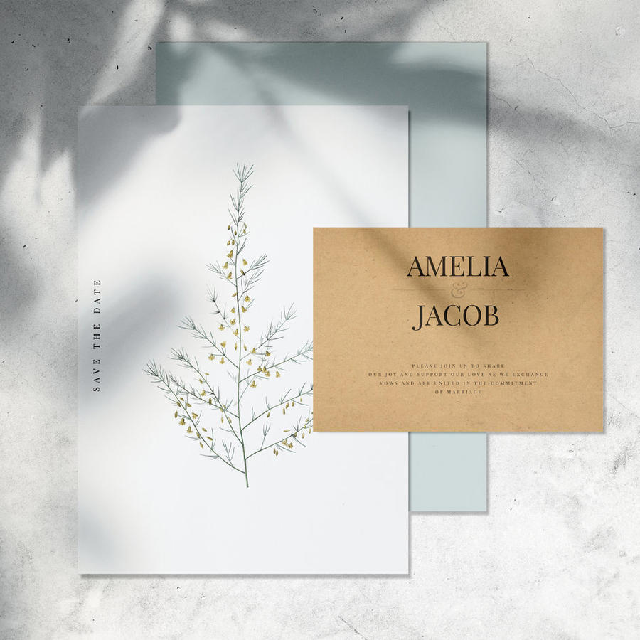 灰色水泥墙面背景上的信纸卡片贴图样机