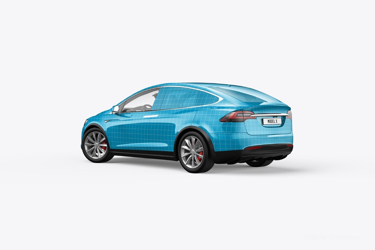 蓝色汽车样机psd素材