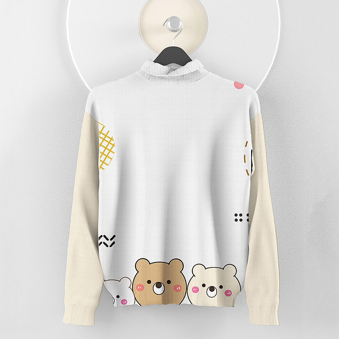 卡通动物3D立体毛衣文化衫样机模板素材