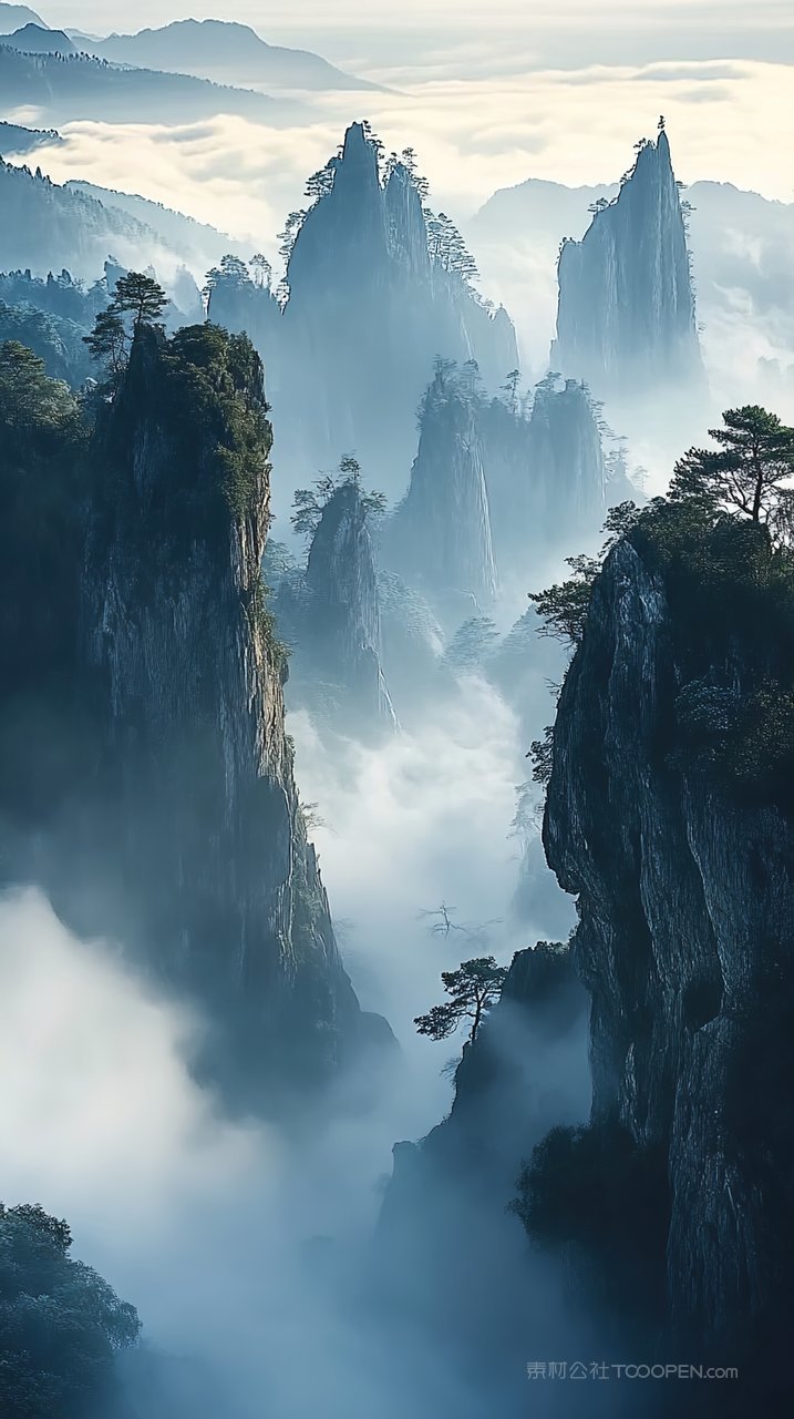 山峰天空风景意境自然唯美群山景观