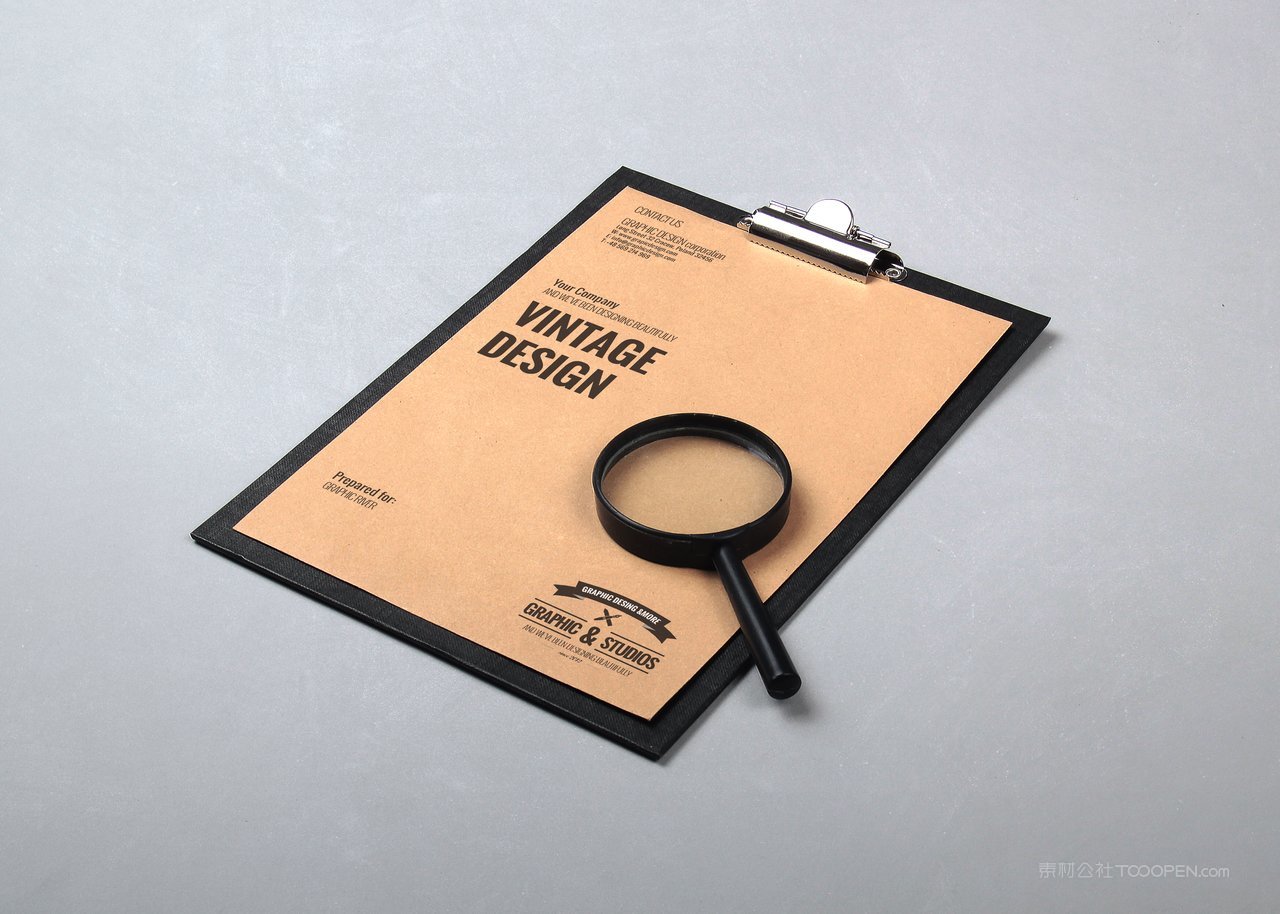 牛皮纸放大镜办公文具vi样机贴图