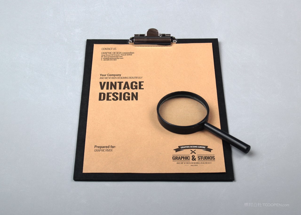 牛皮纸放大镜文具品牌vi样机贴图