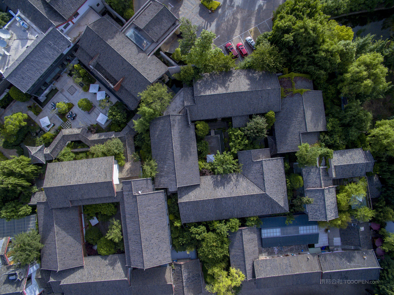 江南水乡屋顶房屋航拍