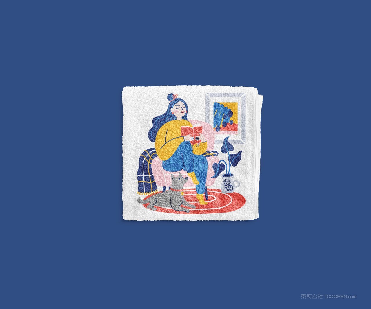 手帕巾蓝色品牌vi展示贴图一键样机