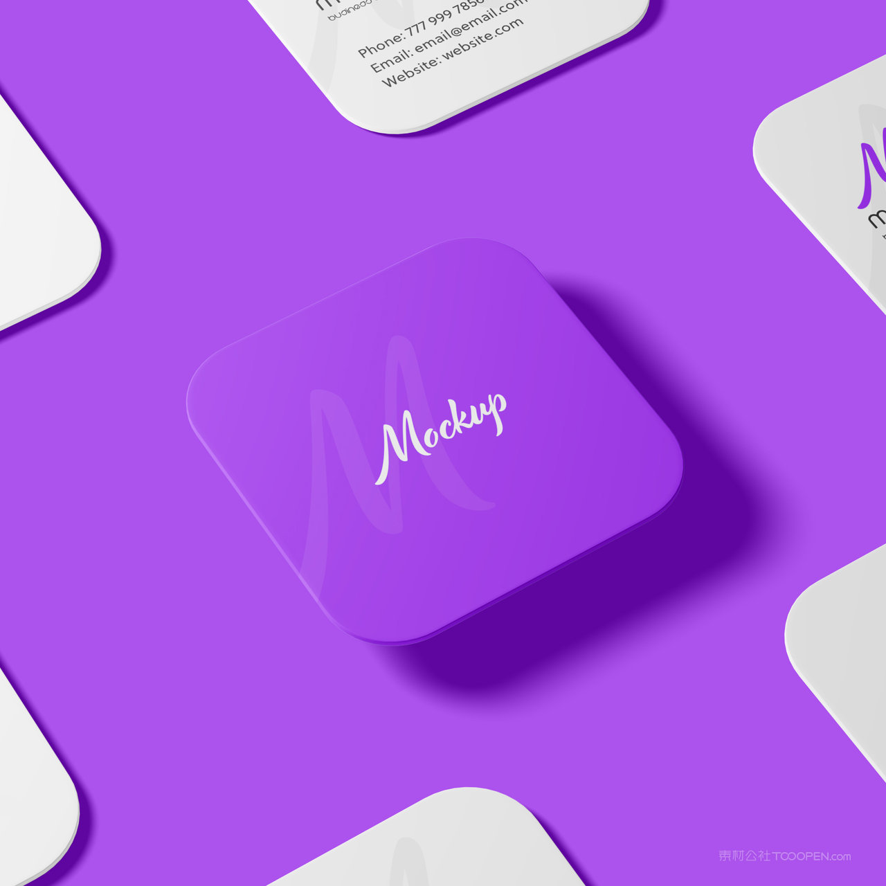 方形商务名片个人名片贴图样机