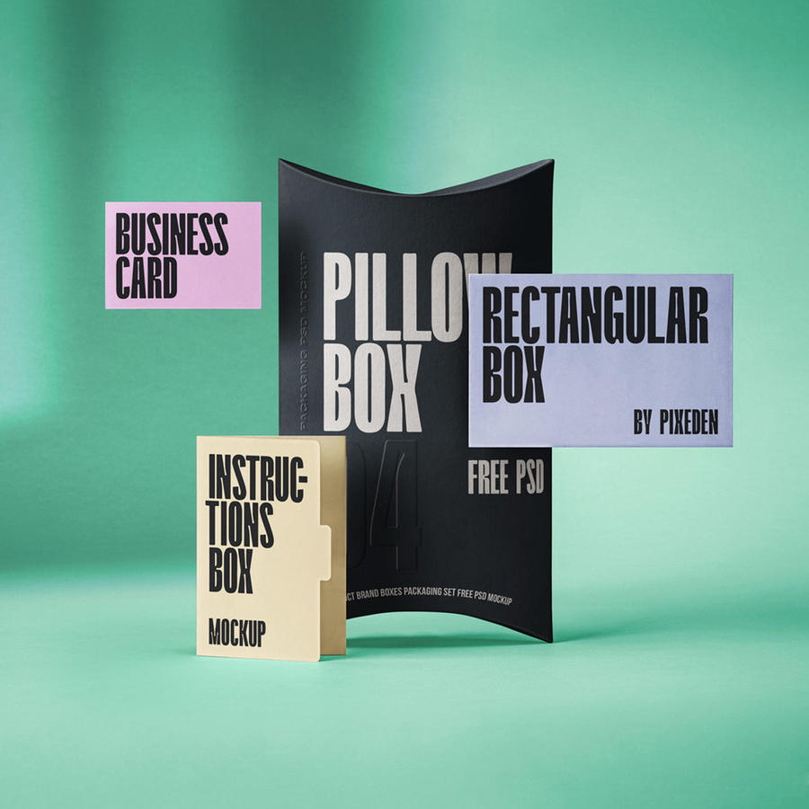 盒子样机效果图透视展示包装盒设计