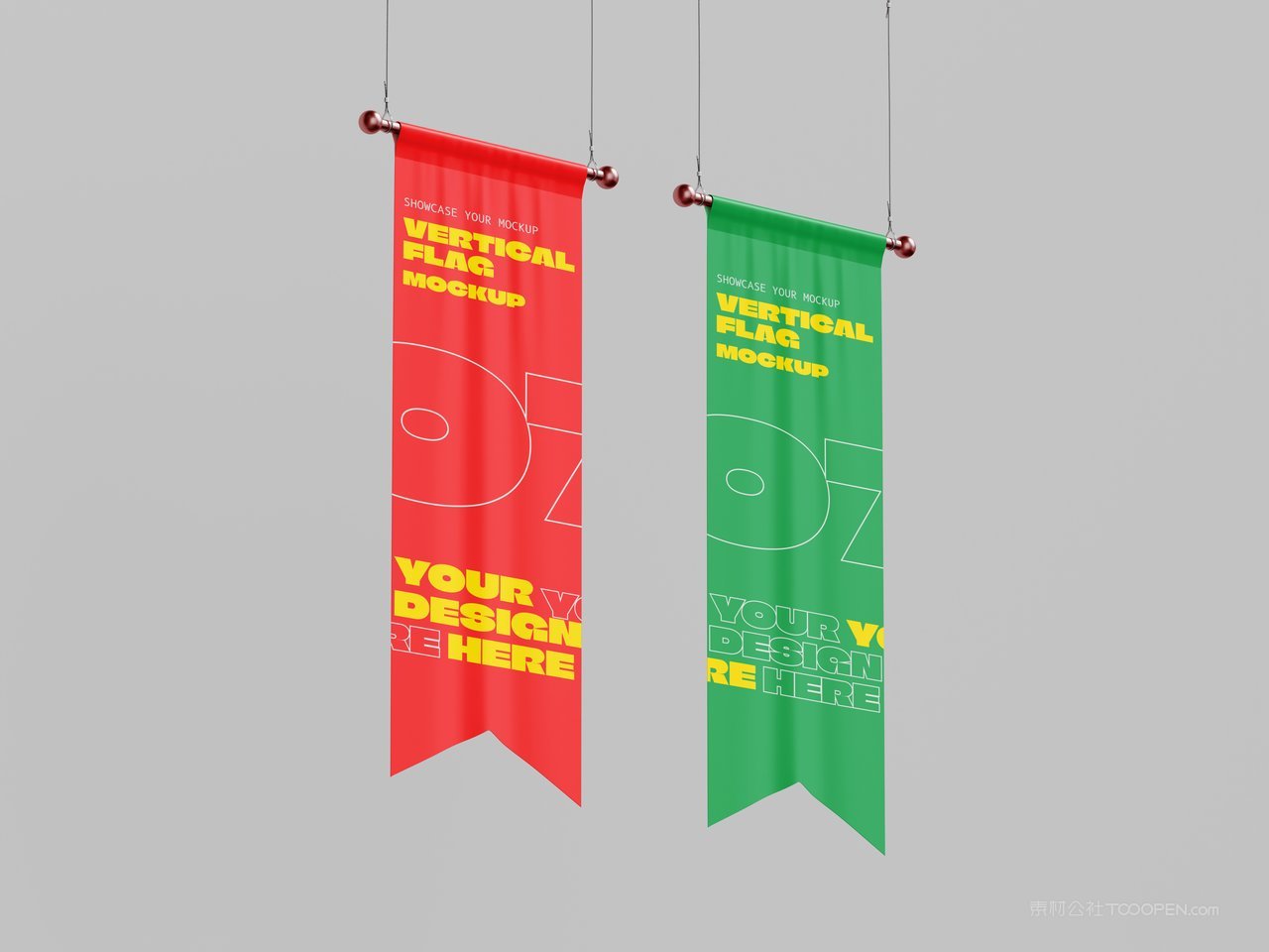 垂直旗帜标志样机