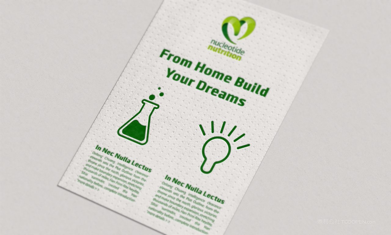 清新绿海报信纸vi办公用品样机贴图