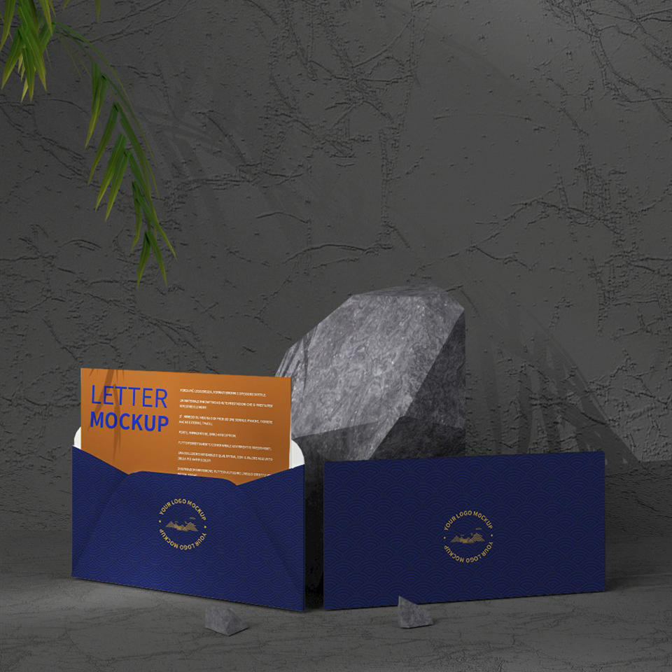 工业现代风一套邀请函信封样机