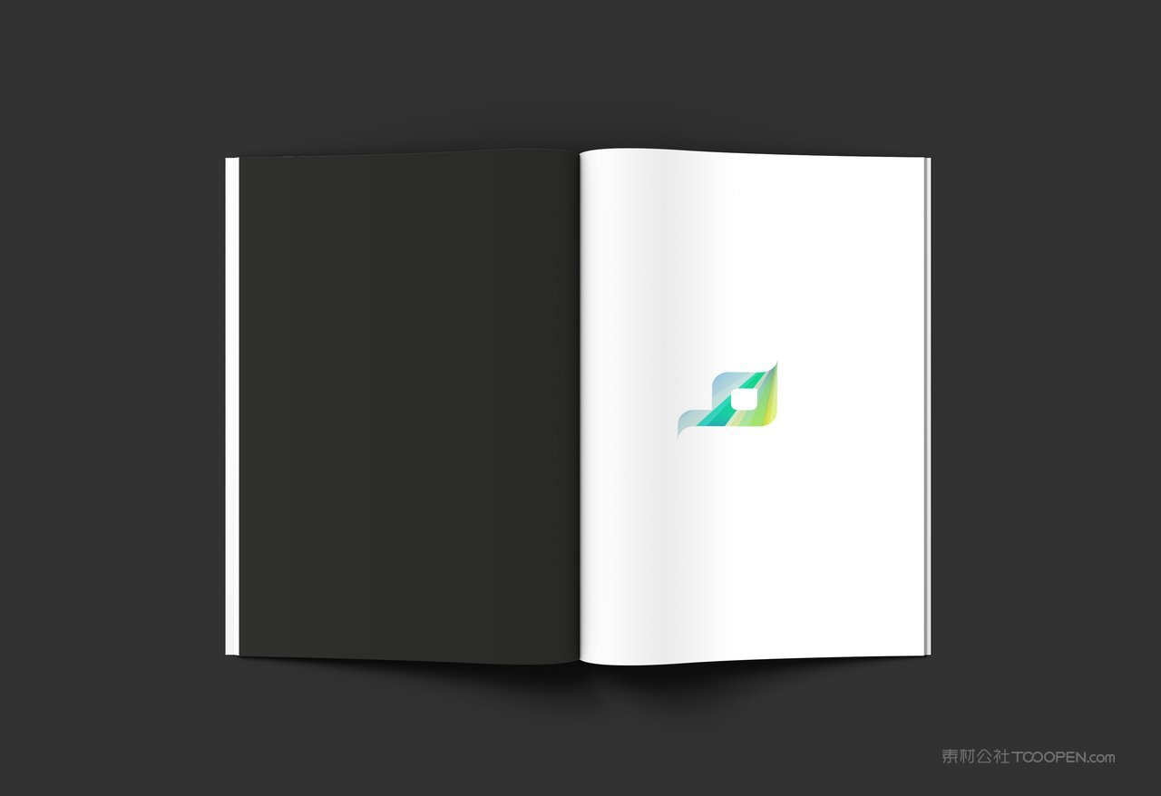 打开的书本杂志办公场景vi样机俯视图
