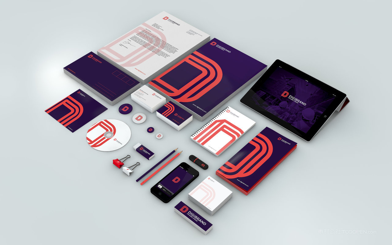 紫红色手机贴图简洁商务全套VI样机
